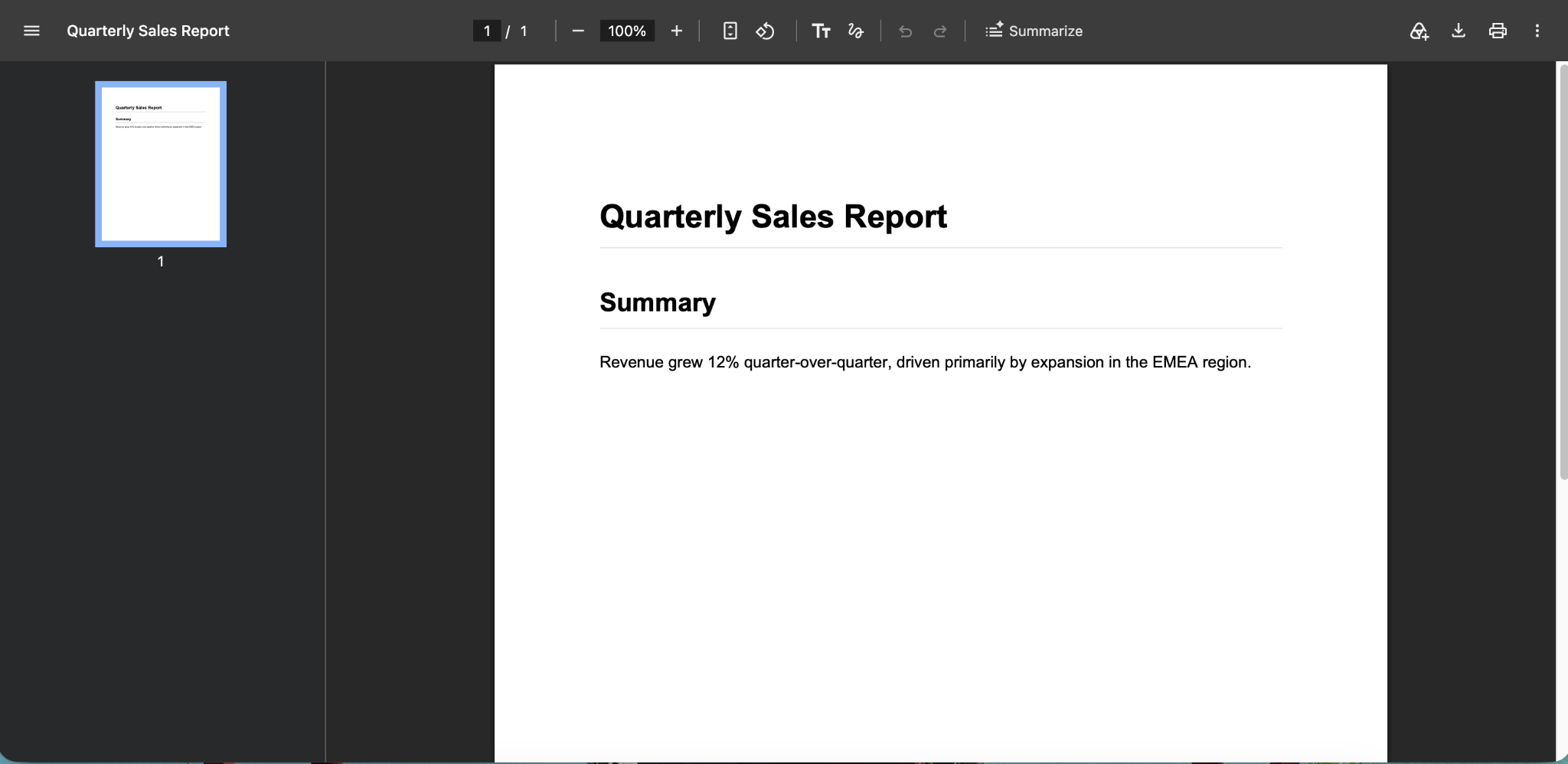 Generated PDF opened from the S3 location