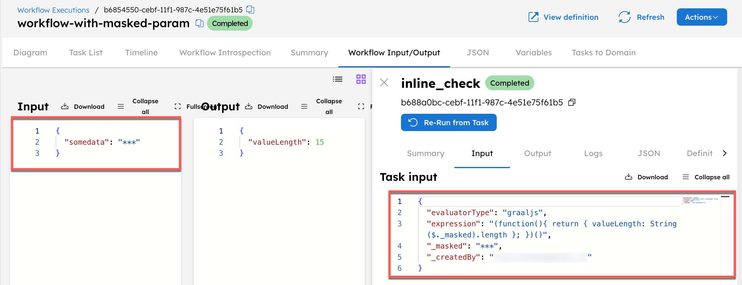 Masked inputs using the masked parameter