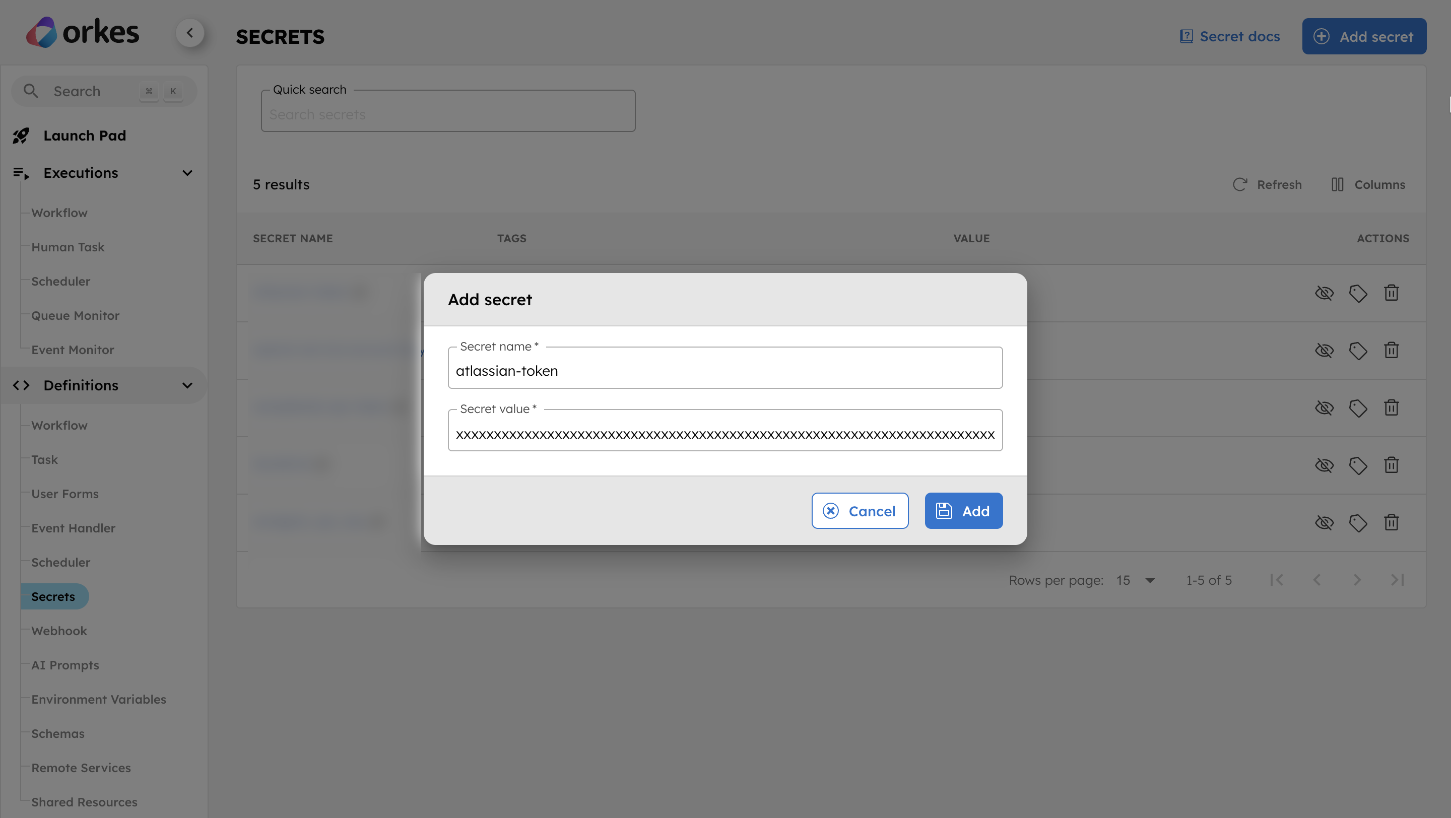 Saving Base64 encoded token as a secret in Orkes Conductor