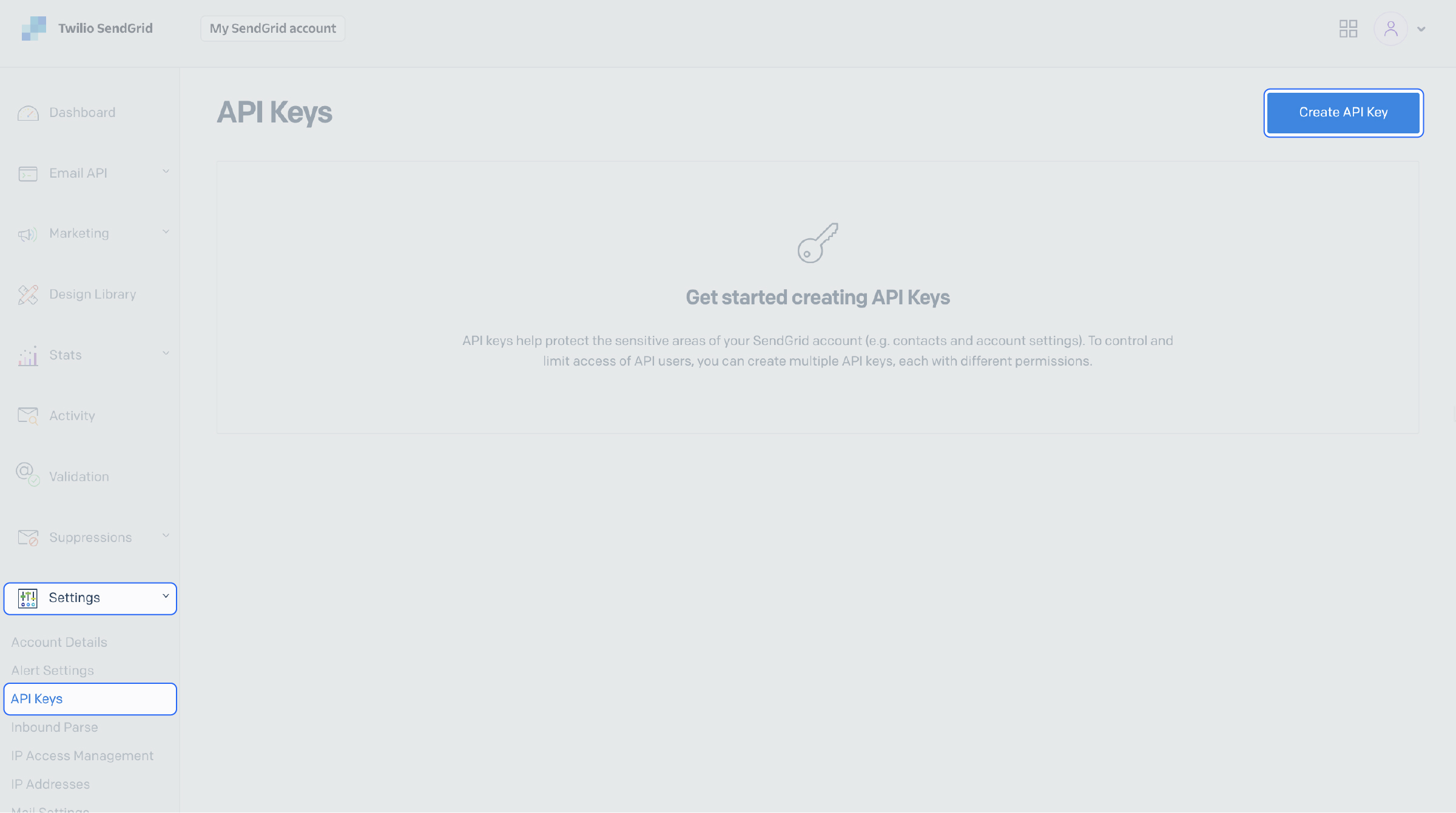 Getting API keys from SendGrid